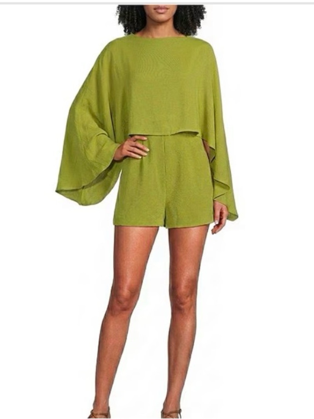 Line and Dot chiffon capelet romper